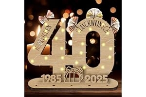 Idota 2025 40 Geburtstag Geschenk Holz-Schild mit LED Gästebuch Geburtstag Geldgeschenke Geburtstag Männer & Frauen, Geburtstag Deko 40 Geburtstag Männer Deko, Personalisierbares Geschenk