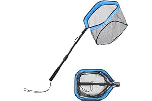 ‎FLISSA FLISSA Kescher Angeln, Schwimmender Fischkescher, Gummierter Angelkescher, Faltbar, ausziehbar & fischschonend, Ideal für Fliegenfischen, Kajak- oder Bootsangeln