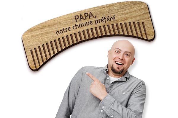 Petit peigne pour chauve en bois personnalisé, prénom personnalisé et phrase personnalisable, idée cadeau chauve, blague à offrir pour un anniversaire, ami, proche