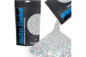 Hemway Premium Automotive Glitter Flake Paint Additive - Silver Holographic | 100g Fine Metal Flakes for Car, Truck, RV, Motorbike & Boat Decoration | Mix with Auto Paint