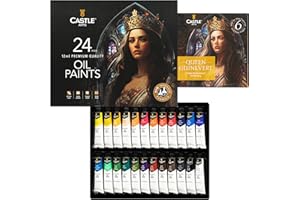 Castle Art Supplies 24 x 12ml Oil Paint Set | New Improved Formula | Great Value Set for Adult Artists, Beginners and Advanced | Vibrant Variety of Smooth-to-use Oil Paints (New)