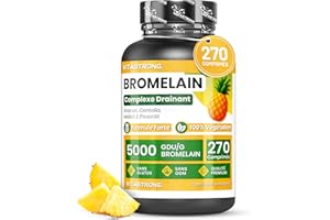VITASTRONG. Vitastrong Bromélaïne Drainante Forte, Complément de Bromélaïne 5000 GDU, Végan, Qualité Supérieure, 270 Comprimés, Formule Complexe à base de Centella Asiatica, de Pissenlit et de Mélilot, Bromélaïne