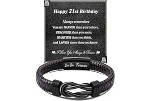 CheersLife 13-70th Birthday Gift for Men - Personalized Knot Leather Bracelet for Son, Nephew, Brother, Grandson, Dad, Grandfather, Uncle, Boyfriend, Husband