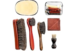 lompyeu Spazzola Per Scarpe,Kit Pulizia Scarpe,Spazzole Per Pulire,Set di 4 Spazzole per Scarpe Morbide in Crine di Cavallo,per Scarpe Pulizia della Pelle Lucidatura