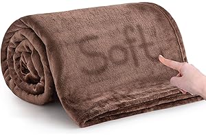 MOONLIGHT20015 Fleece Blanket Throws for Sofas - 400 GSM Brown Blankets Sofa Bed Throw Breathable, Cuddly, Fluffy & Warm (Coffee, Double (150 x 200 CM))