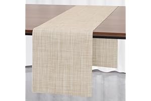 Myir JUN Camino de Mesa, Camino de Mesa Moderno PVC Termoaislante para Manualidades Lavable para Comedor Cocina para Interior y Exterior Fiesta Vacaciones Decoración de Mesa 30 x 140 cm (Champán)