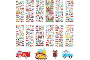 QOCO 12 Sheets Cars 3D Puffy Stickers, Car Theme Set DIY Decoration Craft Activities and Party Bag Filler Favours-Vehicle Stickers for Kids with Cars Airplane Train Ambulance Fire Trucks and More (cartoon)