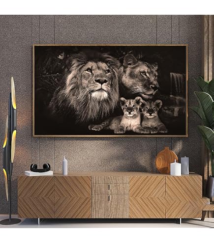 Quadro Su Tela Leone Di Giuda Con Gesù, Agnello E Leone - Arte Cristiana Motivazionale 40x60 Cm, Decorazione Da Parete Per Casa E Chiesa
