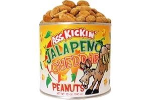ASS KICKIN' KICKIN' Jalapeno Cheddar Spicy Hot Peanuts - 12 oz - Cacahuètes chaudes et épicées parfaites de qualité supérieure - Cadeau ultime de collation épicée Gourmet Cacahuètes les plus chaudes - Essayez si vous osez !