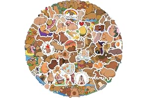 KEULABLEN Capybara naklejki winylowe, 110 sztuk, urocze naklejki ze zwierzętami, brązowe, kolorowe, wodoodporne, winylowe naklejki na laptopa, deskorolkę, motocykl, nastolatki