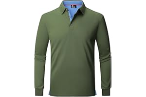 zitysport Polo Hombres Manga Larga Transpirable Secado Rápido Verano Botón Camisetas para Hombre Casual Sport Shirt Basic Regular Fit Golf Camisas