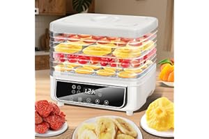 KingSom Déshydrateur Alimentaire, Déshydrateur à 5 Plateaux Réglables en Hauteur, Déshydrateurs d'Aliments avec Minuterie 72H et Température 35-70°C, 4 Modes, Deshydrateur Fruits et Legumes, Sans BPA