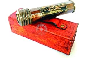 THE ANTIQUE HOUSE Kaléidoscope nautique en laiton avec étui de sécurité en cuir fait à la main, cadeau d'anniversaire, cadeau unique, cadeau de remise de diplôme, cadeau pour les amateurs d'antiquités