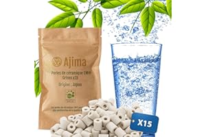 Ajima 15 Perles de Céramique Grises EM® Filtre à Eau Naturel pour Carafe Bouilloire Gourde Lave Linge Solution Filtrante Ecologique Anti Calcaire Purification Eau
