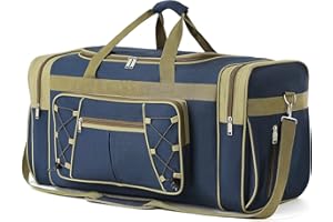 SPRING COUNTRY Reisetasche für Herren, Weekender über Nacht, leicht, extra groß, Oxford-Duffle, Fitnessstudio, stabiles Gepäck, wasserdicht, für Männer und Frauen, 66 cm (Blau/Gold)