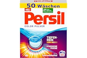 ‎PERSIL Persil Color Pulver (50 Waschladungen), Colorwaschmittel mit Tiefenrein-Plus Technologie bekämpft hartnäckigste Flecken, Waschpulver für leuchtende Farben