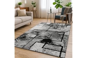 TT Home Tappeto Salotto Moderno Soggiorno Pelo Corto Vintage Screziato Moderno Motivo Geometrico, Colore:Grigio 2, Dimensione:80x150 cm