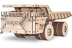 EWA Eco-Wood-Art BELAZ 75710 ciężarówka 75710-trójwymiarowa mechaniczna drewniane puzzle dla dorosłych i dzieci - montaż bez kleju - 453 części, naturalne