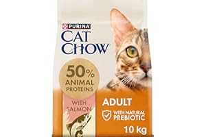 PURINA CAT CHOW | Adulte | Croquettes pour Chat | NaturiumTM | Saumon | 10 kg | Sac