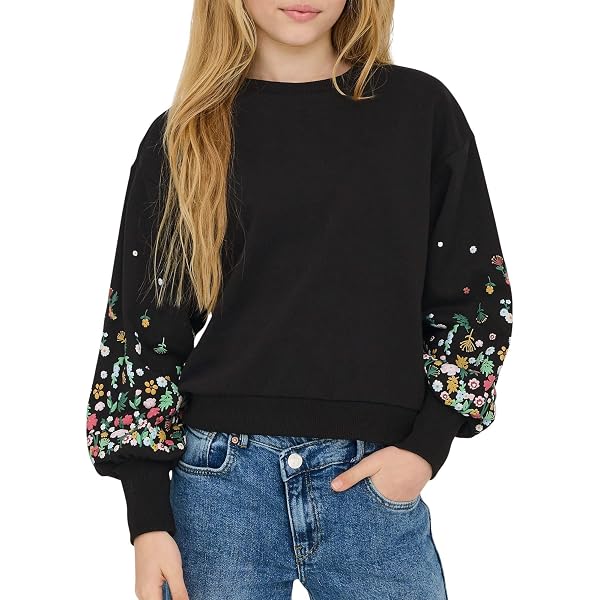 Only & Kids Sweat-Shirt Kogsweat Life LS Crew - Coupe Ample Confortable Pour Fille