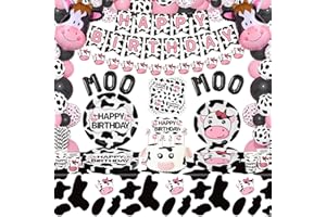 Inspireyee 178 PCS Kuh Party Dekorationen Kuh Druck Geburtstag Party Zubehör Kuh Thema Party Set-Kuh Druck Teller, Servietten, Tischdecke, Banner, für Bauernhof Kuh Baby Dusche Geburtstag serviert 20
