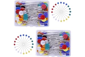 SPRIEßEN 200pcsAlfileres de Costura - Alfileres Cabeza Plana forma Flor Agujas Colores para Acolchado Costura Tejer Coser para Patchwork, Decorar, Corte y Confección, Componentes de Joyas, Manualidades