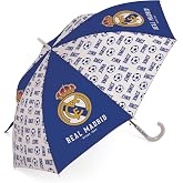 ARDITEX REAL MADRID CF POLYESTER UMBRELLA 8 PANELS, DIAMETER 86 cm, AUTOMATIC OPENING, IDEAL GIFT FOR CHILD