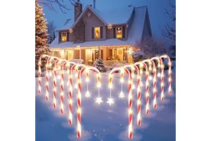 FWLWTWSS Solar Christmas Lights Outdoor With 8 Modes, 12 PCS Solar Candy Cane Lights, LED Powered, Xmas and Garden Lights for Yard Patio Pathway Decoration