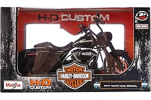 BAUER SPIELWAREN Maisto Harley-Davidson Road King Special: Modelo Original de Motocicleta 1:12, Horquilla orientable, Soporte Lateral móvil, 20 cm, Negro (532336)