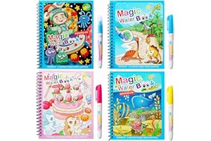 Magic Water Colouring Book,LONTOM 4pcs Reusable Water Painting Books with Water Pen for Kids,Early Education Doodle Mess Free Painting Toys,Learning Gifts for Toddlers Boys Girls Ages 3 Years Plus