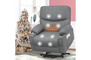 SQUEBILIFE Recliner Armchair Electric Recliner Chair with Massage & Heat, Extended Footrest, Oversized Riser Reclining Chairs Lift Chair Lounge Sofa with Type C+USB Dual Drink Holders Side Pockets