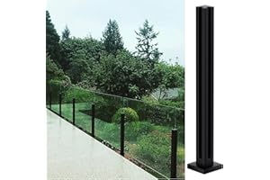 CVTER Palo per Balaustra in Vetro Nero - 100cm per Ringhiere in Vetro Topless per Terrazzo, Gradini, Balcone, Piscina, Giardino, Scale Sel Patio - In Acciaio Inossidabile