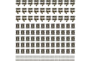 LONGHAO 90 pcs,Latch Hook Hasp,Antike VerschlüSse,Antike Dekorative Haspe,Antike Kastenschnalle,Vintage Links/Rechts Hornschloss,Antike Schmetterlingsscharniere,Mit SchraubbeschläGen,FüR Holzkisten