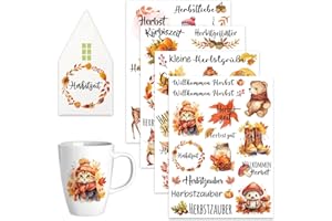 JOYEASE Rub On Sticker Herbst - 4 Bogen Sprüche Erntedankfest Herbstdeko - Rub On Folie Transferaufkleber zum Basteln und Dekorieren für Raysin Keraflott Möbel Glas Holz Klötzchen(19x14cm)