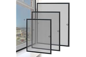 ACXIN Aluminiumgitter, Mückensichere Fenster, Mückengitter, Fliegengitter mit Rahmen ohne Bohren und Schrauben, Anthrazit, 100x120cm