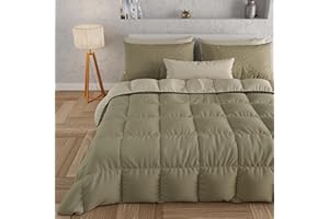 PETTI Artigiani Italiani - Trapunta Matrimoniale Invernale, Piumone Matrimoniale, Tinta Unita Double Face Fango Tortora 100% Made in Italy