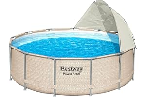 BESTWAY Auvent pour piscines tubulaires rondes entre 3,05 et 5,49m de diamètre, Beige