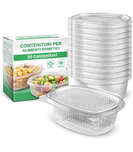 200 Vaschette In Plastica Con Coperchio Per Alimenti – Ovale, PET, Volume 2000 Cc, Dimensioni 225x192x77 Mm - 3