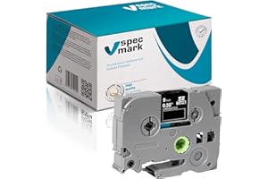 specmark Cinta de etiquetas TZe-325 9mm x 8m Cinta blanca sobre negro compatible con todas las impresoras Brother PT P-touch AZe-325 EZe-325 TZ-325 TZ2-325