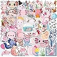 glueewe Cute Axolotl Stickers Pack 50PCS, Kawaii Stickers for Water Bottles Laptop Phone Journaling e Vinyl Waterproof Stickers Gifts for Kids Teens Adults