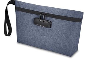 Brifit Security Smell Proof Bag with Combination Lock, 13 x 8 Inches Waterproof Men & Women's Locking Accessories Pouch for Cash, Money Bag with Lock, Travel, Bank Deposits, Medicine Credit (Blue)