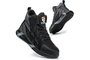 COOU Chaussures de Sécurité Hommes Femme Légère Basket de Securite Montante Respirante Confortable Chaussures de Travail Embout Acier Protection