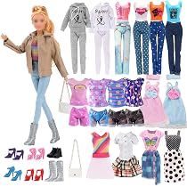 Vêtements de poupée - Convient pour poupée Barbie - Set de 4 robes - Robe à fleurs Vêtements de poupée - Convient pour poupée Barbie - Set de 4 robes - Robe à fleurs
