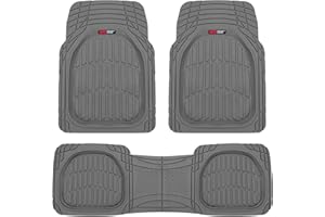 Motor Trend MT-923-GR Gray FlexTough Contour Liners-Deep Dish Heavy Duty Rubber Floor Mats for Car SUV Truck & Van-All Weather Protection