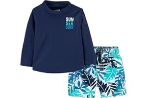 Simple Joys by Carter's Toddlers and Baby Boys' Swimsuit Trunk and Rashguard Set, Multipacks