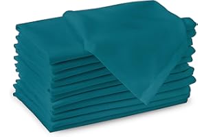 ENCASA XO Encasa Tovaglioli di stoffa di cotone | Set da 12 | Misura 43x43 cm | Tinta unita Azul blu intenso | Lavabile in lavatrice