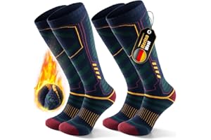 PULIOU Skisocken Merinowolle, Thermosocken Herren Snowboarden, Atmungsaktiv Schnell Trocknend Antiblasen Warme Dicke Merino Socken Für Kaltes Wetter Herren Damen Jugendliche 35-51(2 Paar)