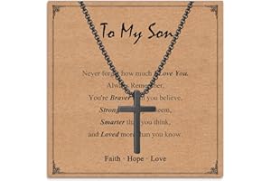 Twutqel Cross Necklace for Men Boys, Adjustable Silver/Black Stainless steel Cross Chain, 16th 18th Birthday Baptism Christmas Gifts for Son Grandson Nephew Brother Cousin Age 6-21
