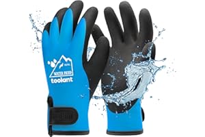 TOOLANT 100% Waterproof Gloves for Men and Women, Winter Work Gloves for Cold Weather, Touchsreen, Thermal Gloves for Freezer Work, Fishing and Gardening, With Grip, Blue, X-Large