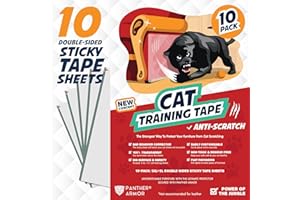 Panther Armor 10-Pack Cat Scratch Deterrent Tape – Double Sided Anti Cats Scratching Sticky Tape – Anti Scratch Furniture Protectors – Clear Training Tape